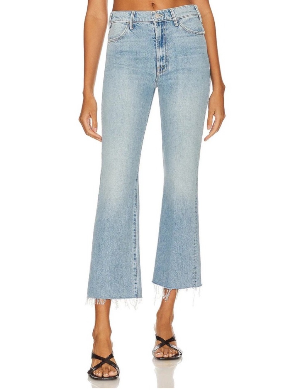 Mother Hustler Ankle Fray Womens Jeans Size 28 Home On The Range Cropped Raw Hem